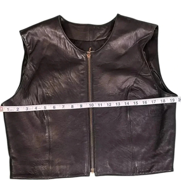 Michael Joseph Soft Leather Vest Black Size Large Collarless U Neckline Women's - Picture 9 of 12